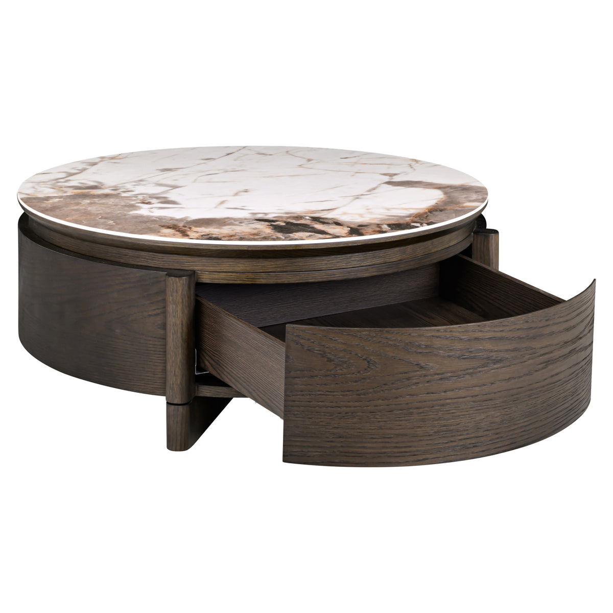 Couchtisch Langford brown 90Ø 1-Schublade