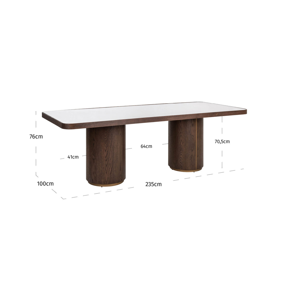 Esstisch Willox beige 235 mit Glasplatte