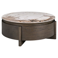 Couchtisch Langford brown 90Ø 1-Schublade