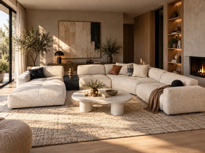 Sofa Japandi U inkl. Marmorzwischentisch
