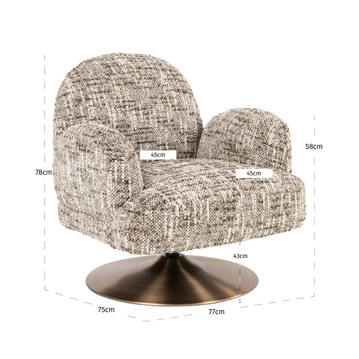 Loungesessel Kagney brown mit Drehfunktion