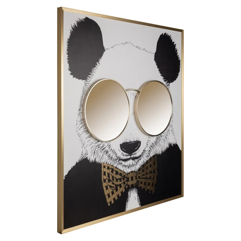 Bild mit Spiegel Shiny Panda - 130x120 cm