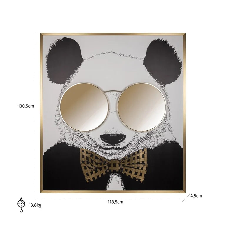 Bild mit Spiegel Shiny Panda - 130x120 cm