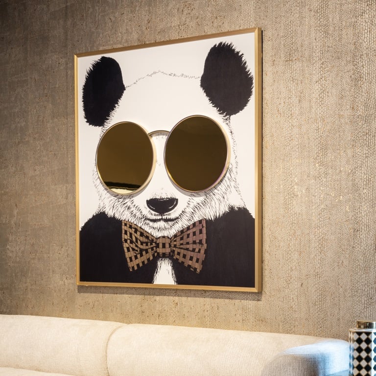 Bild mit Spiegel Shiny Panda - 130x120 cm