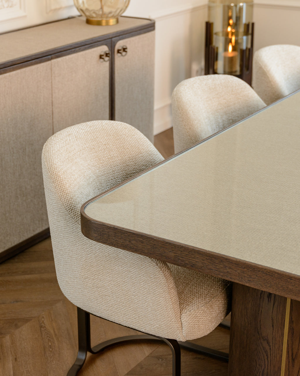 Esstisch Willox beige 235 mit Glasplatte