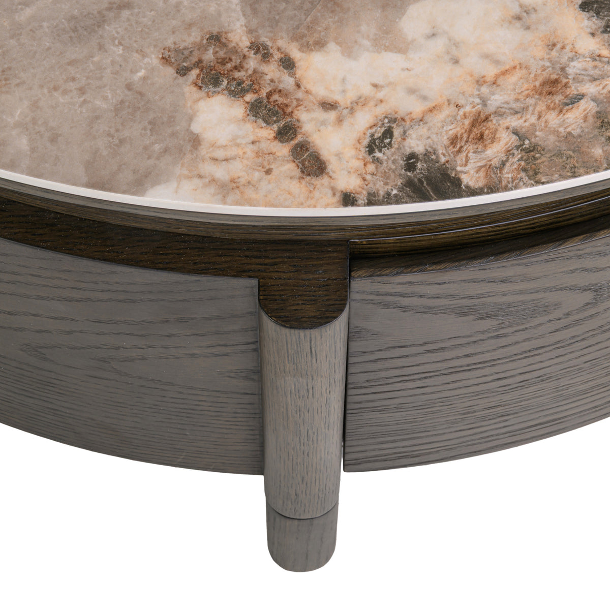 Couchtisch Langford brown 90Ø 1-Schublade