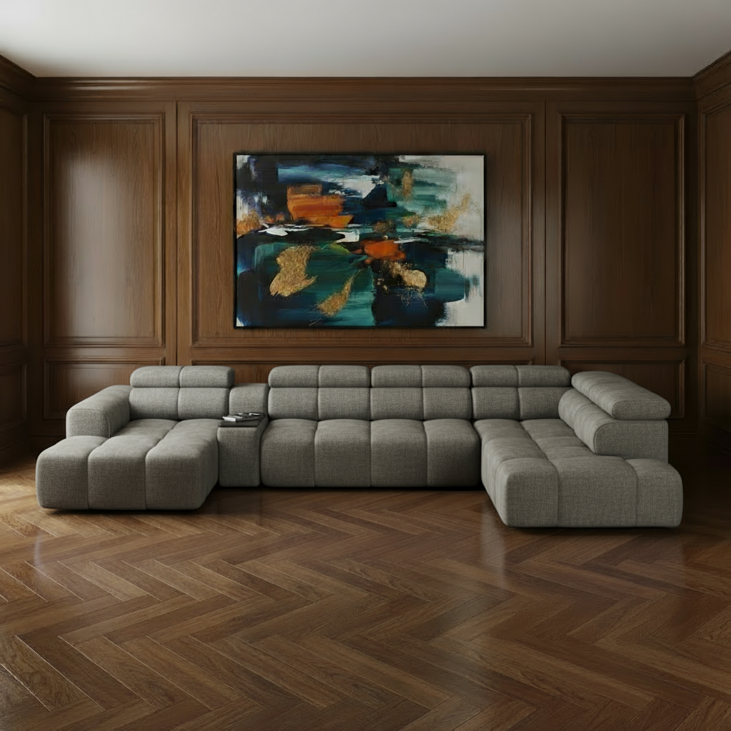 Sofa Bloomberg mit elektrischer Ausziehfunktion & Zwischentisch