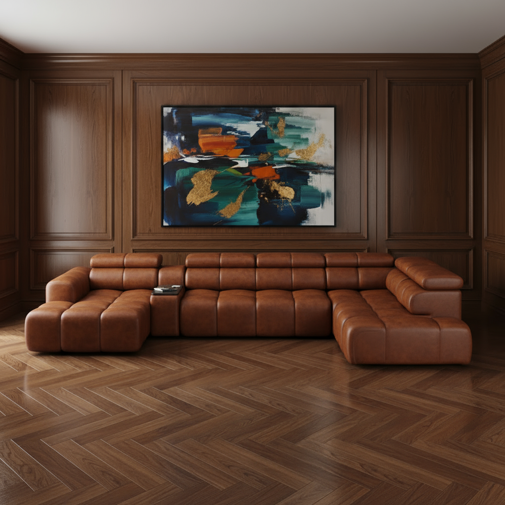 Sofa Bloomberg mit elektrischer Ausziehfunktion & Zwischentisch