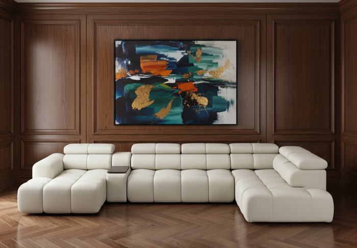 Sofa Bloomberg mit elektrischer Ausziehfunktion & Zwischentisch