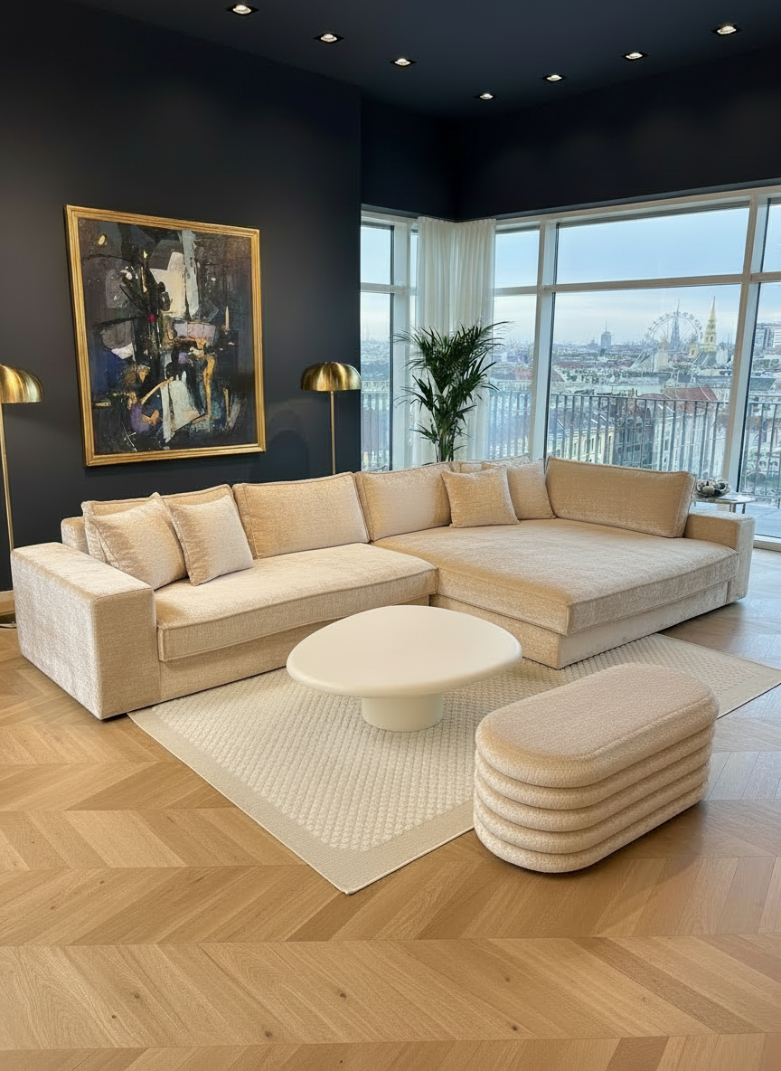 Sofa Mavelle mit XXL Liegeteil & austauschbare Bezüge