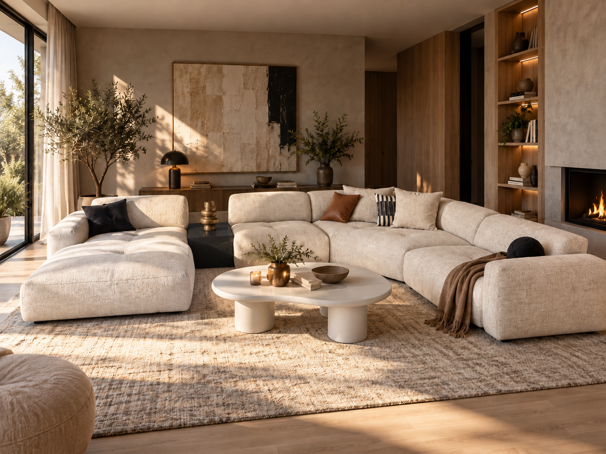 Sofa Japandi U inkl. Marmorzwischentisch