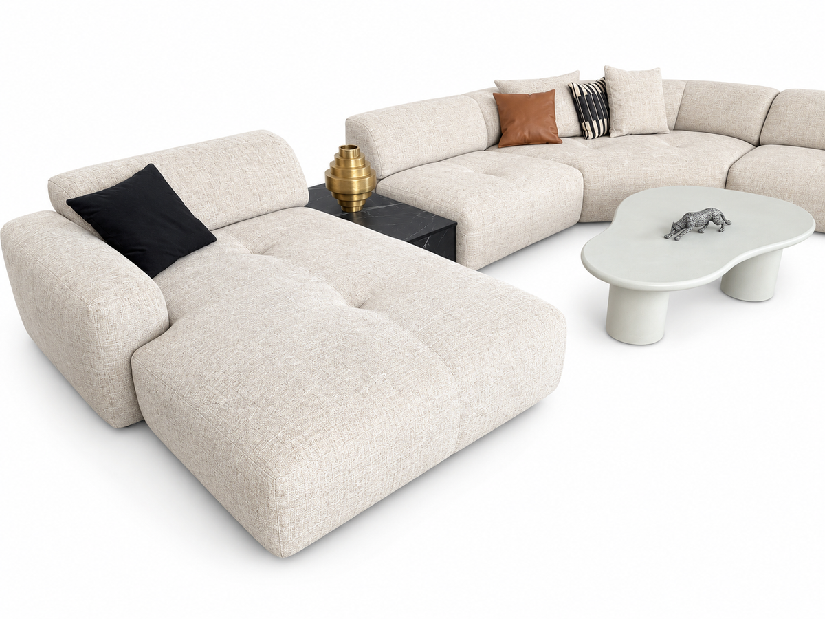 Sofa Japandi U inkl. Marmorzwischentisch